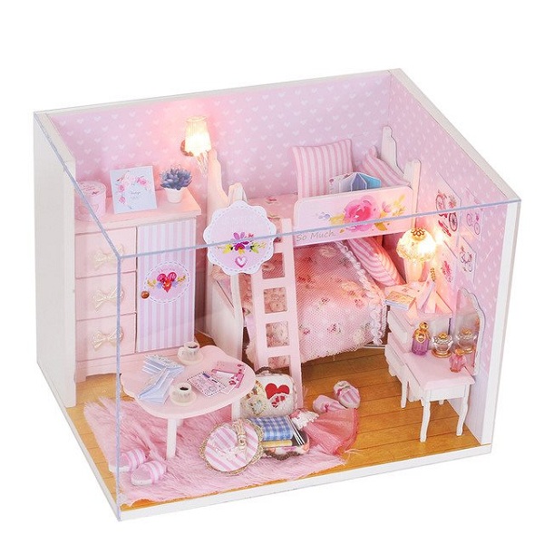 mô hình phòng ngủ màu hồng